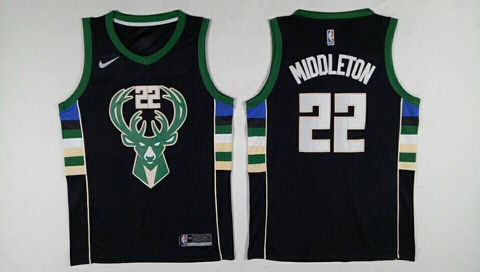 Men Milwaukee Bucks #22 Middleton Black Nike NBA Jerseys